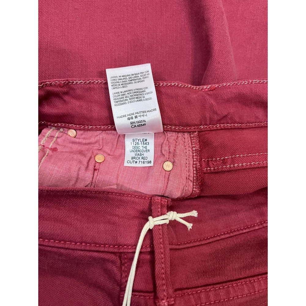 NEW NWT MOTHER Wide Leg Crop Jeans Crimson Red Size 25 Denim Flare Pants - Picture 6 of 6